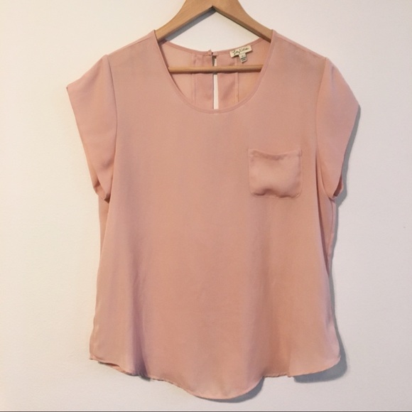 Lily White Tops - Light Pink Pocket Tee Blouse